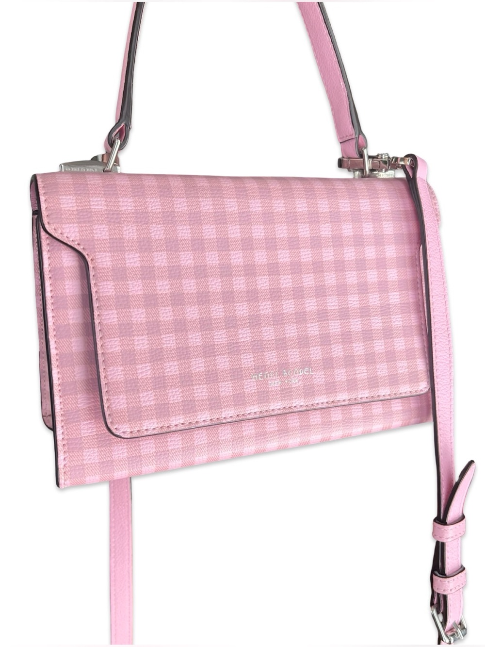 Henri Bendel Pink Gingham Claremont Top Handle Crossbody Satchel
